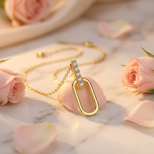 Geometric Moissanite Diamond Pendant Necklace